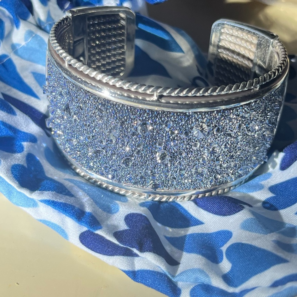 Brighton blue crystal wide flexible cuff bangle bracelet